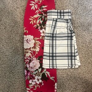 Floral and Plaid Women's Skirt Set